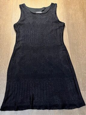 Brioche California Black Crochet Knit Sheath Vintage Dress (7/8)